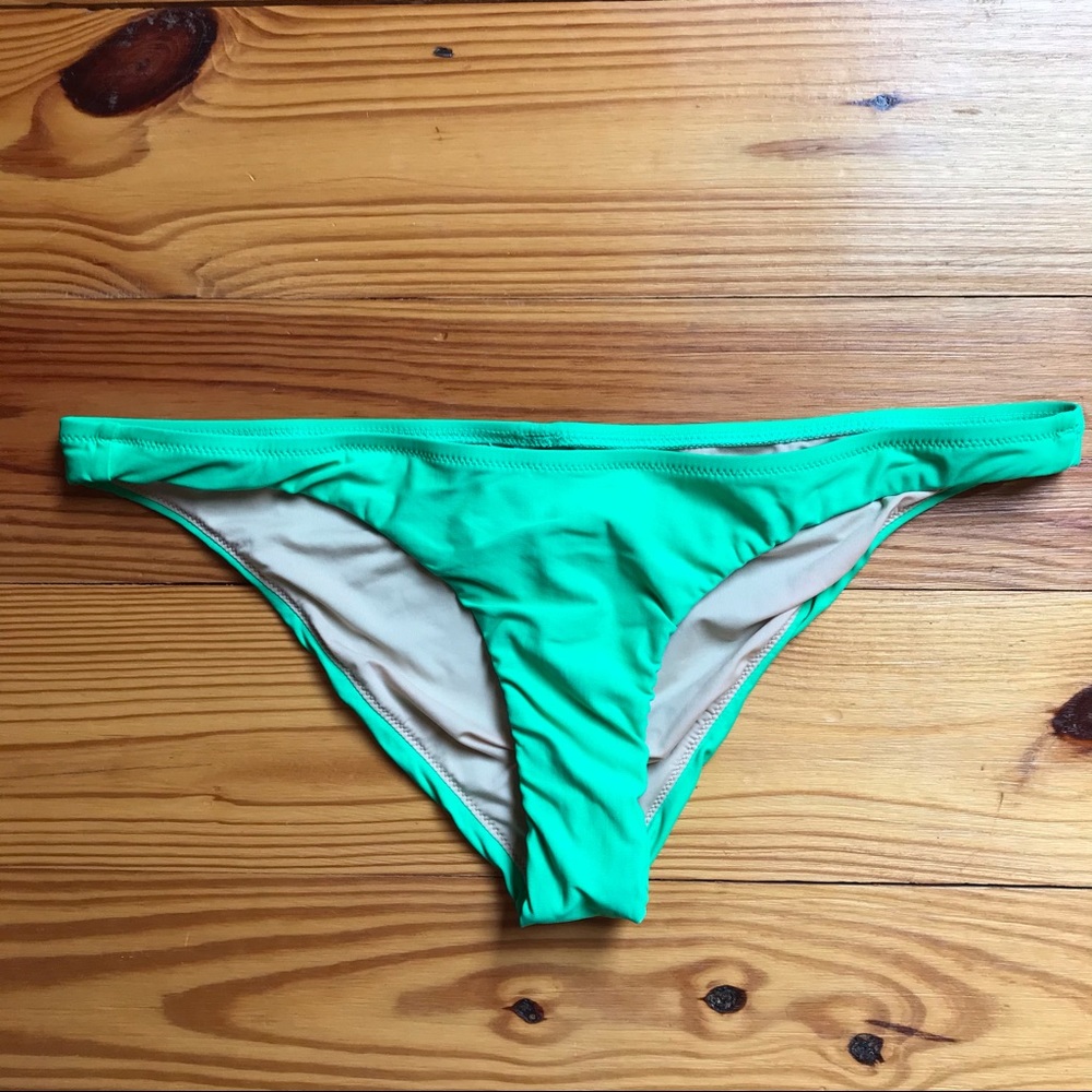 J. Crew Kelly Green Cheeky Bikini Bottoms, EUC, L